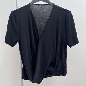 COS short sleeve wrap drape knit top S black v-neck sweater classic timeless